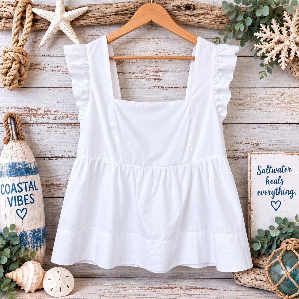Lilly Pulitzer Tiana Babydoll Cotton Top, Resort White, NWT